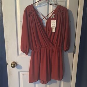 T.J.Maxx Rust Romper with 3/4 Sleeves